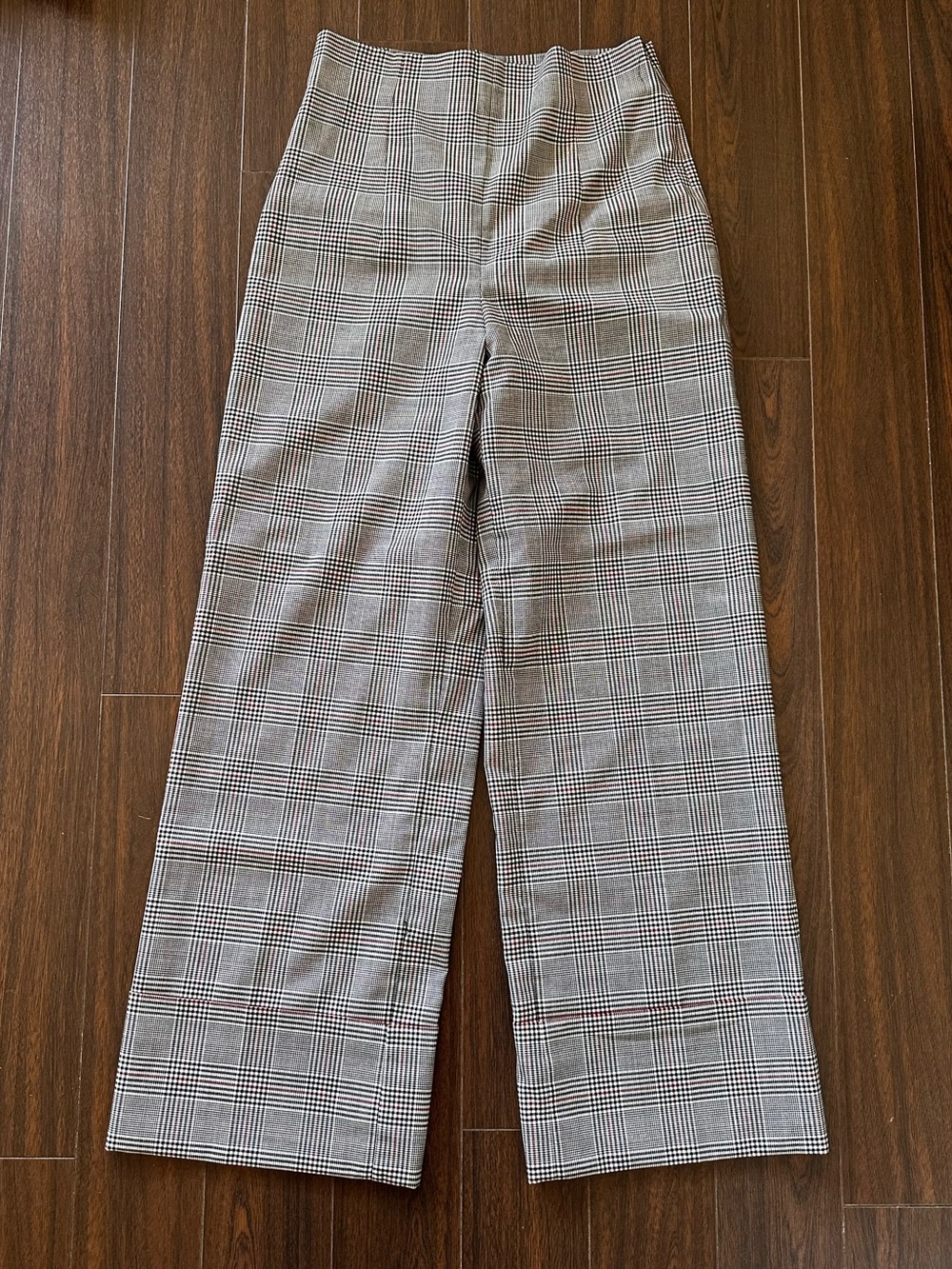 Zara Woman Plaid Trousers - Black, White & Burgundy